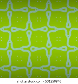 Bright green decorative seamless pattern background in tribal style. Knotty tessellated repeatable backdrop. Actual tracery. Vivid, graphic design for banner, ads, curtain or other purpose.