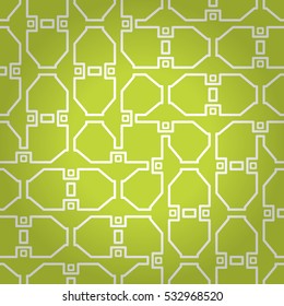 Bright green decorative seamless pattern background in maze style. Compound puzzle repeatable backdrop.