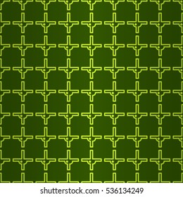 Bright green decorative seamless pattern in quest style. Colored, graphic design for packing-paper, fabric, banner or other purpose.