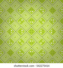 Bright green decorative seamless pattern in tribal style.