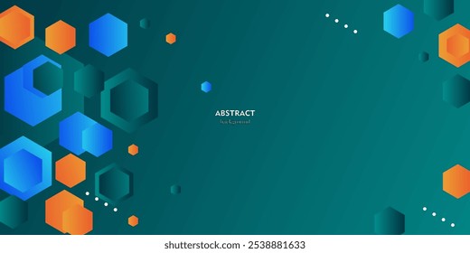 Bright green dynamic gradient abstract background with hexagon pattern shape shadow. Cool design. Eps10