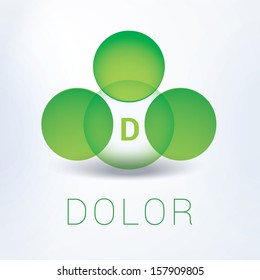 Bright green edition of a levitating scalable abstract minimal 3d icon with middle arranged business name holder composition of four circles (spheres), background for universal use 