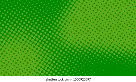 Bright green and emerald pop art retro background with halftone dots in comic style, vector illustration eps10