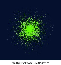 A bright green explosion on a dark blue background. The contrast makes the burst stand out, showing power and vitality.