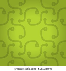 Bright green fancy seamless pattern background in strange style. Entangled mosaic repeatable backdrop. Retro texture. Shining, symmetrical design for curtain, game, fabric or other purpose.