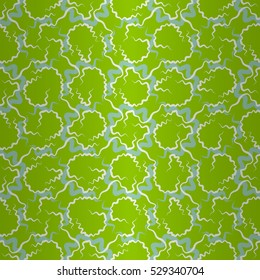 Bright green fancy seamless pattern background in tribal style. Complicated mosaic repeatable backdrop. Classic texture. Shining, symmetrical design for web, surface, curtain or other purpose.