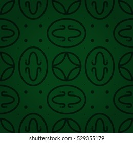Bright green fancy seamless pattern background in artistic style. Vivid, symmetrical design for web, banner, fabric or other purpose. Knotty medley repeatable backdrop. Contemporary tracery.