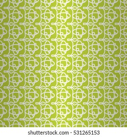 Bright green fancy seamless pattern background in hindu style. Clean tessellated repeatable backdrop. Shining, symmetric design for textile, curtain, ads or other purpose.