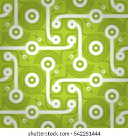 Bright green fancy seamless pattern in minimalistic style. Colored, symmetrical design for carpet, banner, surface or other purpose.