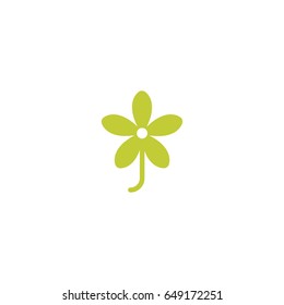 Bright green flat icon of daisy flower. 