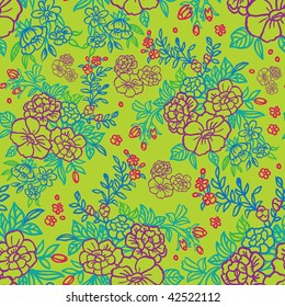 bright green floral seamless pattern