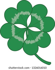 Bright Green Four Leaf Clover Shamrock Isolated on White Background for St. Patrick's Day, Luck of the Irish Symbol, Botanical Plant Leaf Illustrations Art, Springtime Fresh Spring Leaves Vector