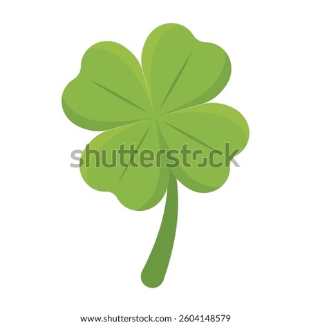Bright green four leaf clover icon. Vector