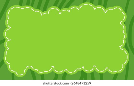 Un marco verde brillante con diseño de borde burbujeante para su uso en Plantillas para niños, etiquetas, tarjetas de invitación o carteles y actividades educativas.