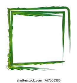 Bright green frame, in the form of branches and leaves on a clean white background