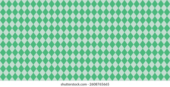 Bright green geometric harlequin seamless pattern with repetitive diamond grid, vibrant checkered background for fabric, wrapping paper, wallpaper, website, print, modern or retro design