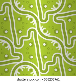 Bright green geometric seamless pattern in alien style. Bright, graphic design for curtain, wallpaper, fabric or other purpose. Vector background. Classic texture. Clean mosaic repeatable backdrop.