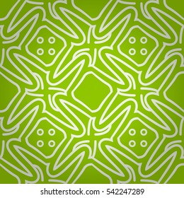 Bright green geometric seamless pattern in primitive style. Smooth mosaic repeatable backdrop. Bright, graphical design for surface, carpet, web or other purpose.