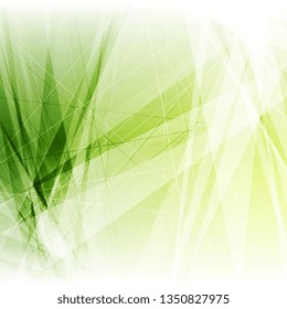 Bright green geometric shapes tech background. Vector design