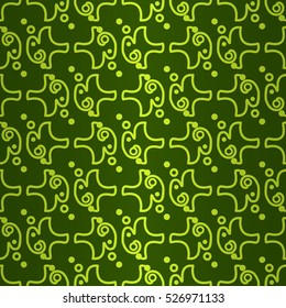 Bright green geometrical seamless pattern background in maise style. Bright, graphic design for curtain, fabric, packing-paper or other purpose. Equable mosaic repeatable backdrop. Retro decor.