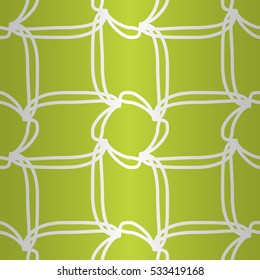 Bright green geometrical seamless pattern background in net style.