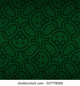 Bright green geometrical seamless pattern in alien style. Equable puzzle repeatable backdrop. Vivid, graphical design for game, textile, banner or other purpose. Modern design. Vector background.