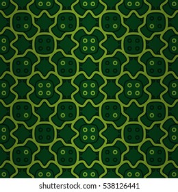 Bright green geometrical seamless pattern in tracery style.