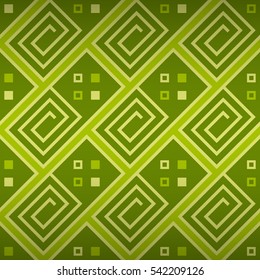 Bright green geometrical seamless pattern in greek style.