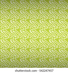 Bright green geometrical seamless pattern in tribal style. Vivid, symmetric design for fabric, surface, web or other purpose. Vector background. Knotty puzzle repeatable backdrop.