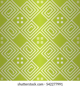 Bright green geometrical seamless pattern in ancient style. Actual decor.