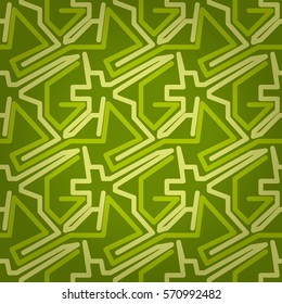 Bright green geometrical seamless pattern in carpet style. graphic design for wallpaper, surface, packing-paper or other purpose.