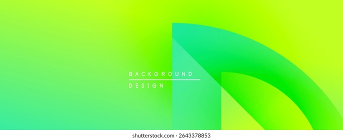 Bright green gradient background. Abstract shapes overlap, creating dynamic visual effect. Text reads background design. Simple, modern aesthetic.