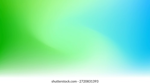 Gradiente verde brilhante em transição para tons de azul-celeste, mistura suave vibrante ideal para novos projetos modernos, temas ecológicos, banners, sites e visuais digitais.