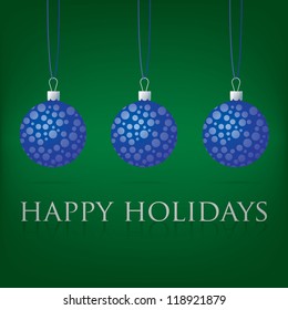 Bright green Happy Holidays bauble card in vector format.