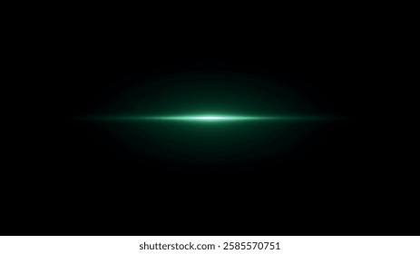 Bright green horizontal light streak emitting a glow against a dark background, creating a sci-fi effect