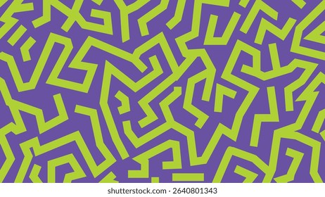 Bright green jagged lines interwoven on a vivid purple backdrop, offering a visually loud and edgy feel for creative digital or pop culture use.