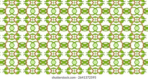 Bright green leaf-inspired pattern with earthy tones and white background. Perfect for eco-friendly designs or textiles.