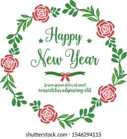 Bright green leafy flower frame for card decoration happy new year. Vector
