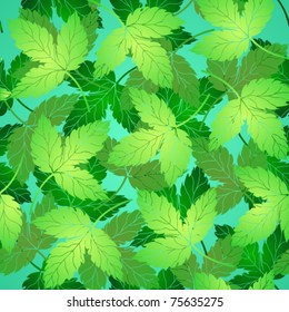 Bright green leaves a seamless background