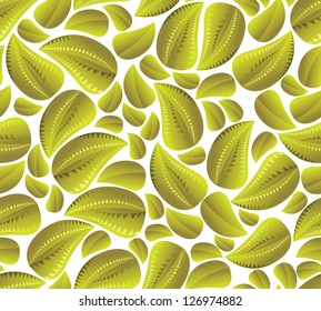 Bright green leaves seamless pattern, vector nature background.