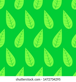 Bright green leaves seamless pattern