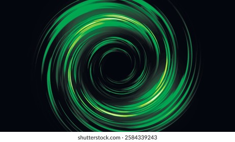 Bright green led tunnel. Colorful effect of colored radial background. Abstract rounded background. Colored curves spirals and spheres. Multicolor gradient rings and circles. Funnel. Vector illustrati