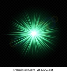 Bright green light burst. Glowing, explosion, star, radiant, golden, energy, shine, flare, illumination, spark, effect, abstract, sparkle, vibrant, sunburst, glowing rays.