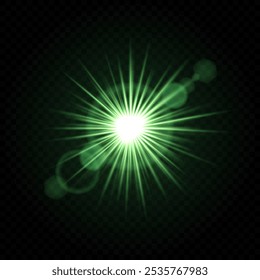 Bright green light burst. Glowing, explosion, star, radiant, golden, energy, shine, flare, illumination, spark, effect, abstract, sparkle, vibrant, sunburst, glowing rays.