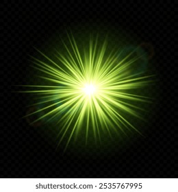 Bright green light burst. Glowing, explosion, star, radiant, golden, energy, shine, flare, illumination, spark, effect, abstract, sparkle, vibrant, sunburst, glowing rays.