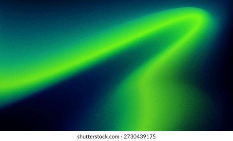 A bright green light moves in a smooth curve, contrasting with a dark blue background. This digital design creates a sense of movement and energy during nighttime.