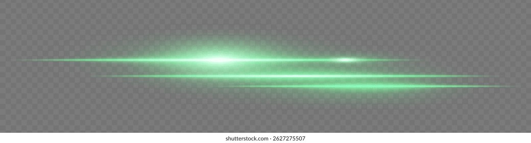 Bright green light streaks with soft glow and transparency. Ideal for motion effects, futuristic transitions, fast movement highlights, light speed simulation and digital design elements.