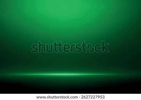Bright green light strip with gradient glow fading into deep dark green background