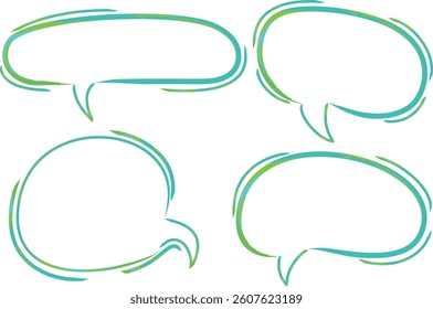 bright green mint colorful pattern abstract creative doodle speech bubbles set