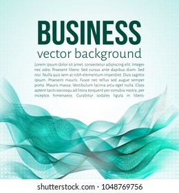 Bright green moving wavy lines. Business background. Easy to edit design template for your projects and presentations.